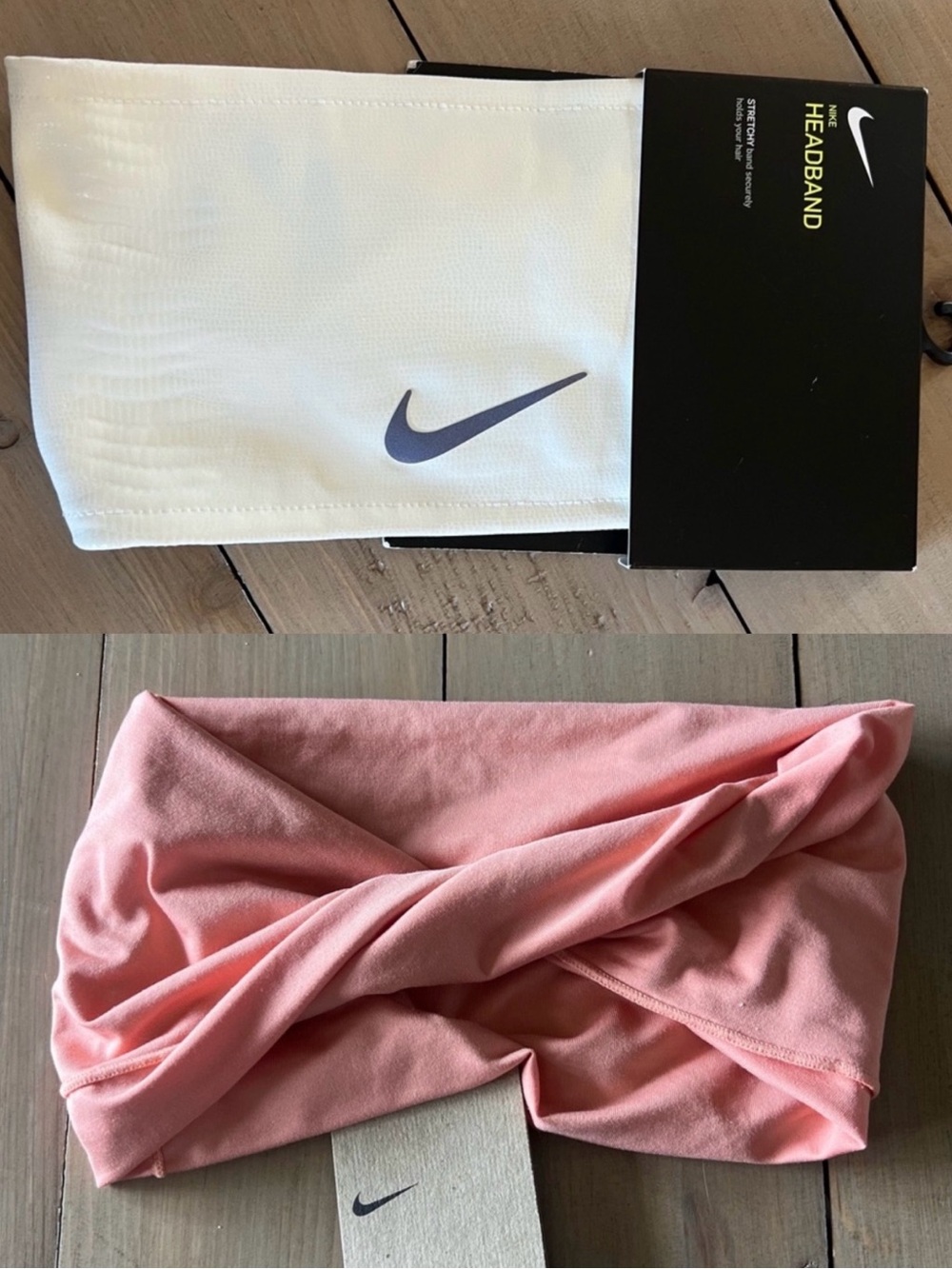 2 Nike Cream shimmer Headband NWT and Nike Twist Headband NWT